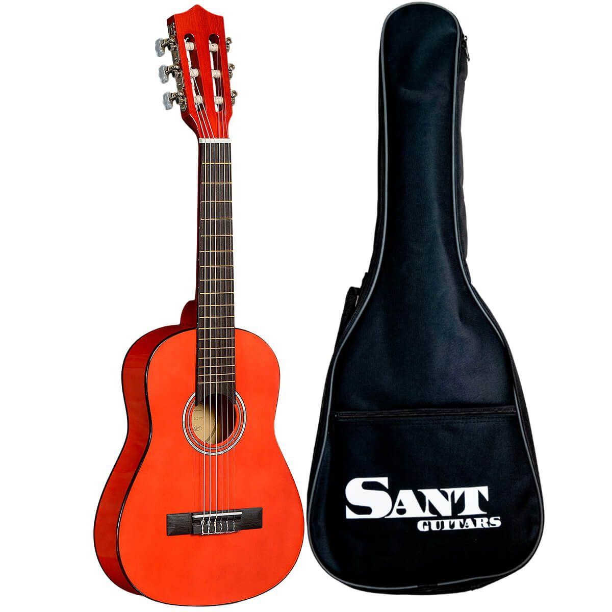 Rød Sant Guitars CJ-30-RD spansk børneguitar i halv størrelse med sort transporttaske