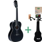 Sort Sant Guitars CJ-36 SBK børneguitar med taske, tuner, vægholder og ekstra strenge