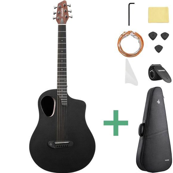 Donner RISING-G1 rejseguitar i carbon fiber med sapele bund og sider