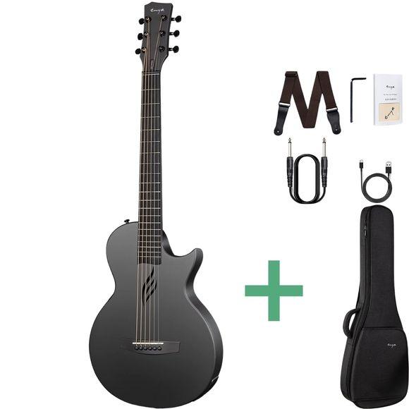 Enya Nova Go SP1 sort rejseguitar med indbygget pickup og Bluetooth