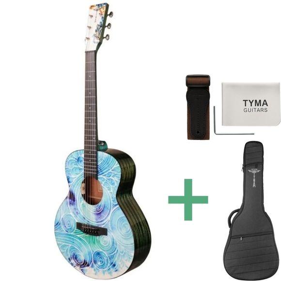 Tyma V-3E MINI Spindrift mini-western guitar med stålstrenge og indbygget pickup
