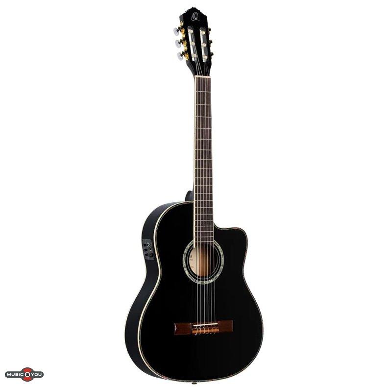 Ortega RCE145BK spansk guitar med pickup i sort finish